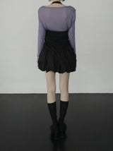 Woolen Cowl Neck Eyelet Halter Top