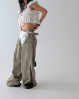Punching lace pocket layered strap belt
