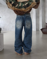 [UNISEX] Vintage washed low wide jeans