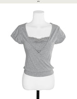 plumpy wrap lace glam top