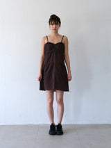Boho Shirring Mini Dress (Brown)