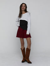 Striped Mini Skirt_Red