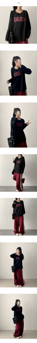 SSS logo ルーズフィットロングスリーブT