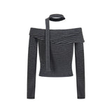 Scarlett Stripe Neck Tie Top 232561138
