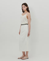 LOGO PLATE MIDI SKIRT [WHITE]