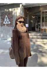 ファー ハイネック グラデーション ウールニット パンツ セットアップ