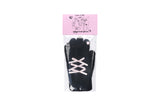 0 4 ribbon knit gloves - BLACK/PINK