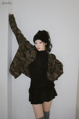 velvet cancan banding mini skirt