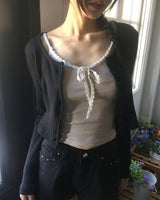 Prout Ribbed Lace Ribbon Inner Layered Sleeveless