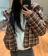 Witty Bulky Check 2-Way Zipper Hood Puffer