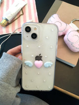 [MADE] ドットエンジェルレジンケース (heart-pink & wings-blue)