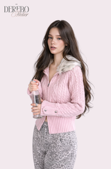 Lady Fur Knitwear Zip-Up Cardigan