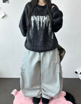 Rope Line Ribbon Side Semi Balloon Wide Pants 🖤🤍 2COLOR