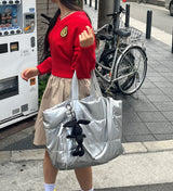 ムークブラックパデッドバッグクロスバッグショルダーバッグ[Silver only]