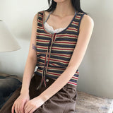 Titan color combination striped strap vest tank top sleeveless