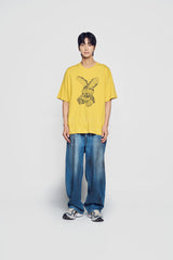 24FW レタリングラビットショートスリーブTシャツマスタード