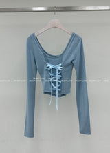 corset ribbon double-sided T-shirt