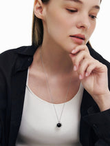 26SS★ [Premium Plating] Pennysense AB(W) Coin Necklace Onyx