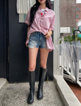 Fruity Pocket Stripe Roll-up Short Sleeve Shirt