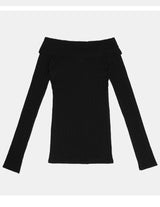 Off-Shoulder Ribbed Slit Cardigan