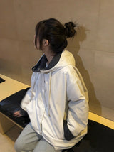 Rumber Check Color Matching Overfit Hood Padding Jumper