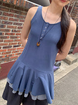 Sunkey Button Frill Layered Sleeveless