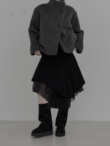 コーデュロイシフォンアンバランスミディスカート