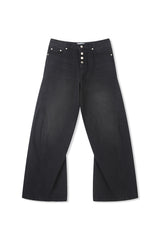 Button-fly wide denim pants