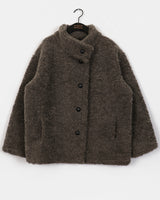 Hafe Wool Suede Button Half Coat Fur Jacket