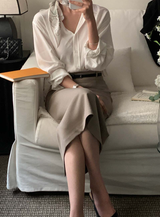 Lavin H-line Slit Long Skirt / 4 colors