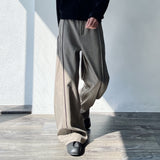 Drape Seam 3D Straight Floor-Length Pants