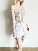 1231. Swan lace off corset mini sk 2pc