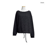 (3color) リボンストライプオフショルダーニットTシャツ