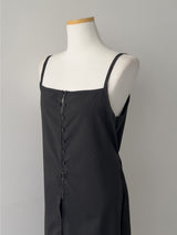 Dot Deep Slit Layered Bustier Long One Piece