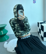 クロップミリタリーフーディ💚🖤