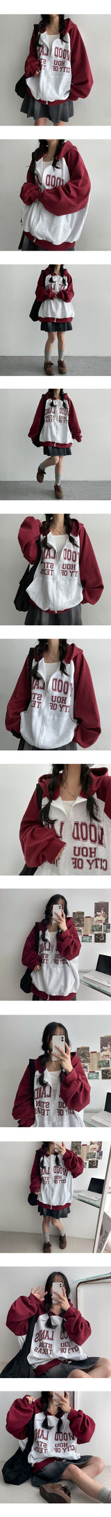 Sponge Color Scheme Raglan Hooded Zip-Up (3 colors)