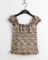 Ptik Hippie Frill Banding Zigzag Off Shoulder T-Shirt