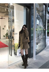 Lux wool belt padded half coat