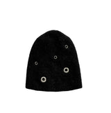 Eyelet Angora Fur Short Beanie