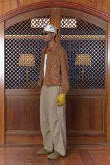 LEAF LINEN PARACHUTE PANTS BEIGE