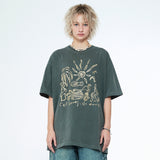 キャストドリームズノーウォーリーズピグメントハーフスリーブTシャツ カーキ