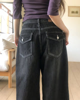 キニー アジャストピンタックデニムパンツ