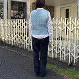 SMALL CHERRY CABLE クロップニットベスト - SKY
