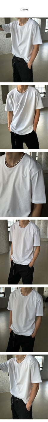 [BASIC ITEM] U neck round half t-shirts (2color)