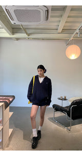 ネイビーカラーツイストニット パンツ２ピース