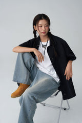 Short-sleeved nylon shirt - Black