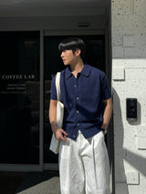 Summer bookle semi-crop collar cardigan