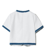 85-VIVAJ053 Color Shaped Crop Tweed Half Jacket White