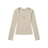 Brown Gray Slim Fit Nylon Spandex Long Sleeve Casual Top for Women, Stretchy Fitted Everyday Shirt
