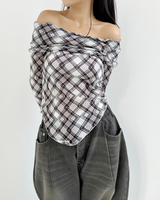 ARGYLE OFF-SHOULDER🤍❤ - 2 COLORS
